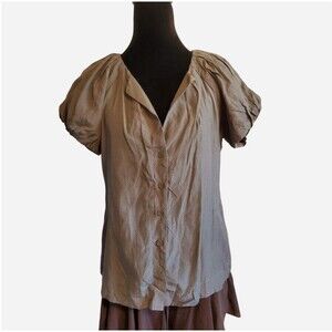 Banana Republic Late Y2K Button Up Puff Sleeve Top Size S Office Siren Twee